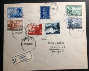 1943 Zagreb Croatia Germany Cover Locally Used Scott #B37 ! Souvenir Sheet