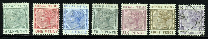 GRENADA QV 1883 Complete Definitive Set SG 30 to SG 36 MINT (1s. VFU as scanned) 