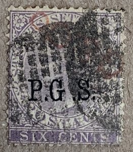 Perak 1890 2c Official - BOGUS Wide Space for reference. Scott O5a, SG O3a