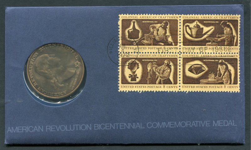 #1456-9  FIRST DAY COVER WITH COMMEMORATIVE MEDAL