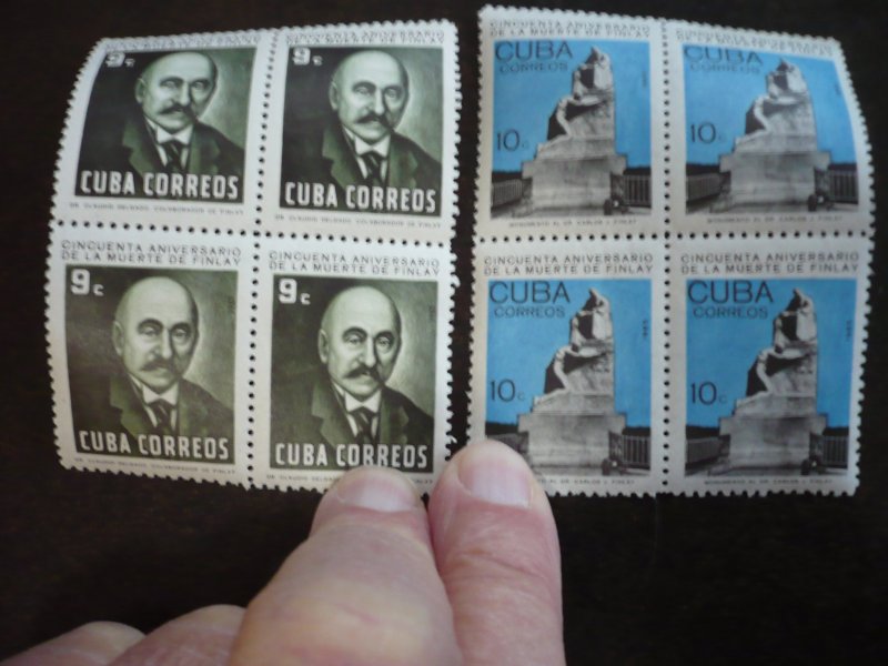 Stamps - Cuba - Scott# 989-995 - Mint Hinged Set of 7 Stamps in Blocks of 4