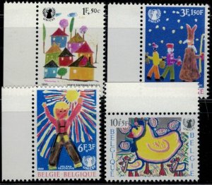 ZAYIX Belgium B841-B844 MNH Art Children's Drawings Birds UNICEF 031222-S65M