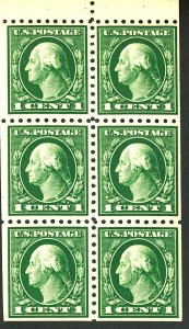 U.S. #424d MINT BOOKLET PANE OF 6 OG NH