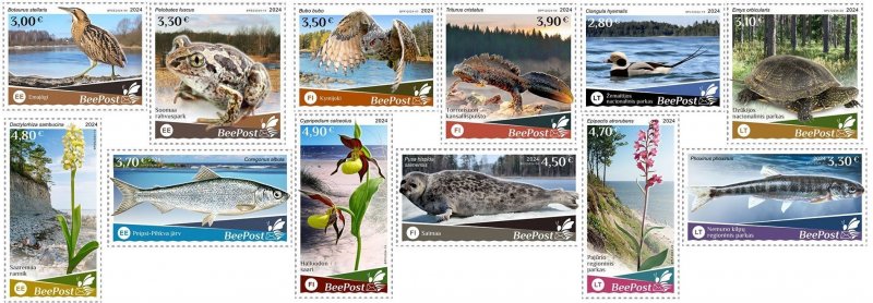 Estonia Finland Lithuania 2024 Water nature Europa BeePost set of 12 stamps MNH