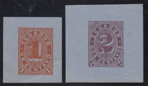 Ecuador 1892 1c & 2c Cut Squares from Wrappers Mint.  