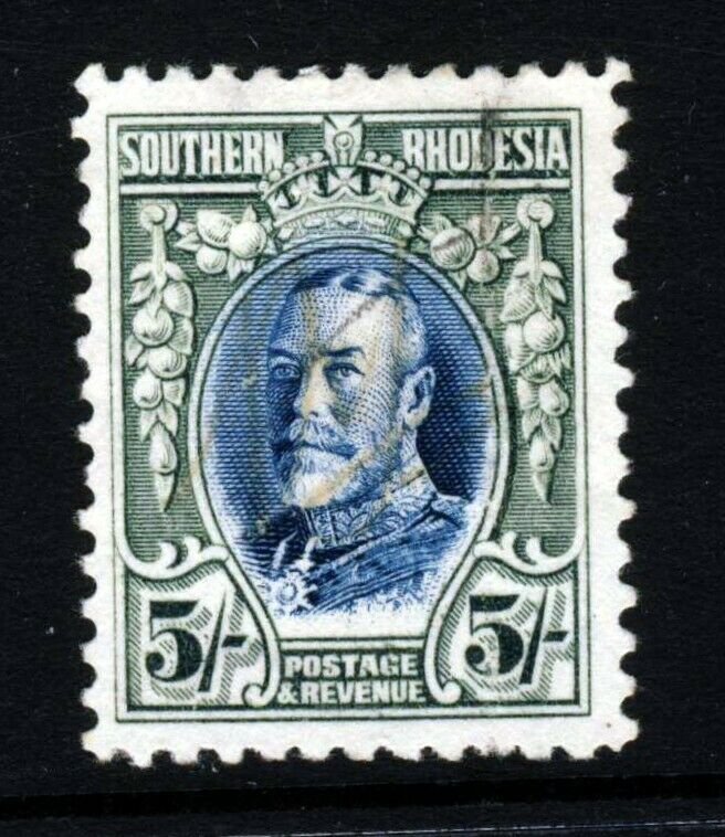 SOUTHERN RHODESIA King George V 1931 5s. Blue & Blue-Green SG 27 VFU