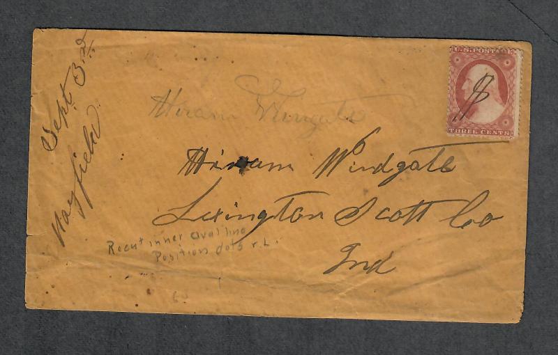 US Sc#25 Mayfield Indiana M/S Cancel DPO 8 Rare! Nice Cover