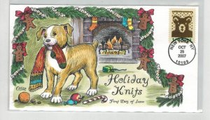 2007 COLLINS HANDPAINTED CHRISTMAS STAMPS HOLIDAY KNITS DOG & XMAS STOCKING BEAR