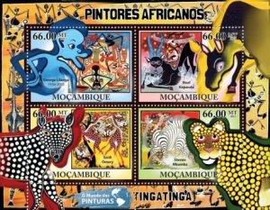 Mozambique - African Art - 4 Stamp  Sheet  13A-665
