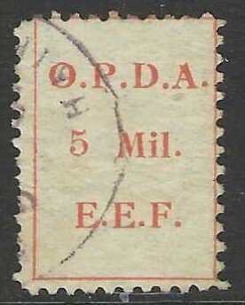 PALESTINE 1924 OPDA 5m Revenue WMK TO RIGHT Bale 86 Used
