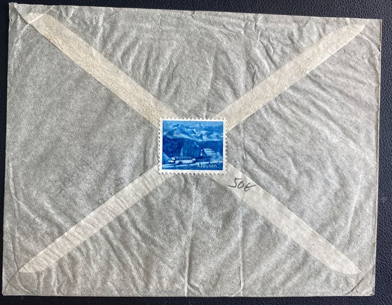 1937 Victoria Hong Kong Airmail Cover To Zurich Switzerland Swiss Label