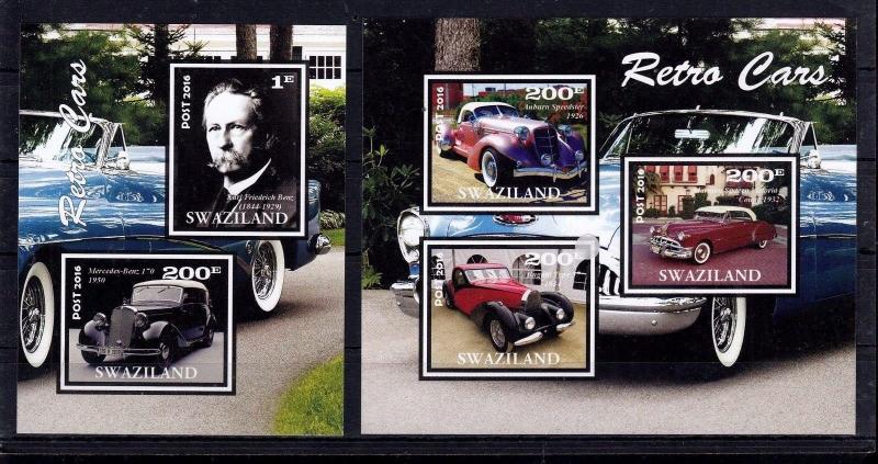 2*5x (10pcs) Transport Auto Retro Cars Benz imperf Private Local issue/ not MNH