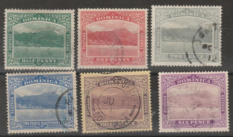 DOMINICA 1908 VIEW RANGE TO 6D WMK MULTI CROWN CA USED 