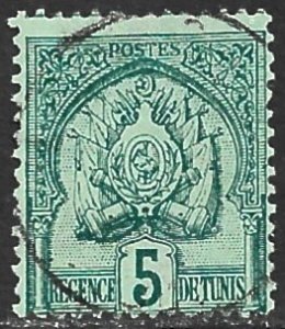 TUNISIA 1888-1902 5c Green on Greenish Coat of Arms Sc 11 VFU