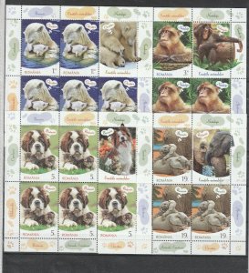 2019 ROMANIA STAMPS ELEPHANT DOG BEAR EMOTIONS SHEETS MNH POST ANIMALS MONKEY