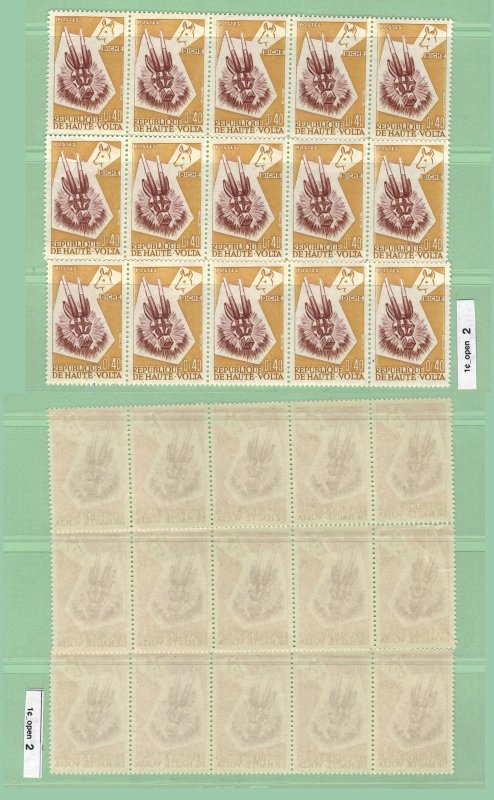 Haute Volta / 3 strips of 5 / 15 total stamps ~ Auct_1¢:2