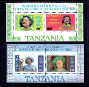 TANZANIA #269a,270a 1985 QUEEN MOTHER 85TH BIRTHDAY MINT VF NH O.G S/S4