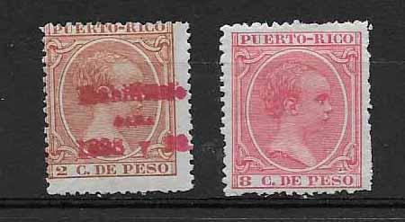 PUERTO RICO STAMP MOG  HABILITADO 2 /8 C. DE PESO #FF12