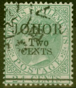 Johore 1891 2c on 24c Green SG20 Type 20 Superb Used 