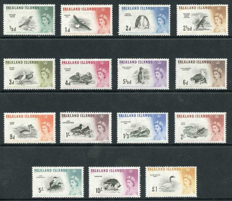 Falkland Is SG193/207 1960 Birds Set of 15 U/M