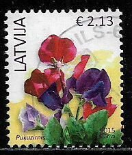Latvia #899 Used Stamp - Flowers (d)