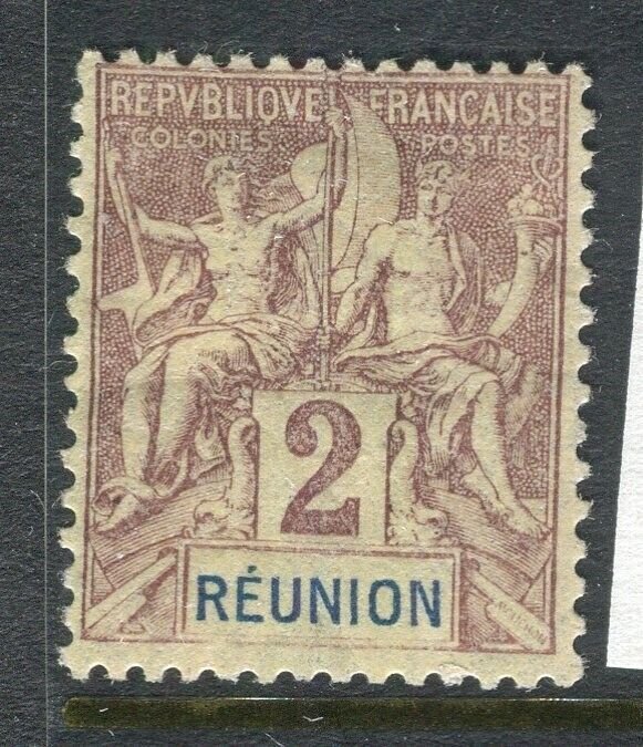 FRENCH COLONIES; REUNION 1890s classic Tablet type issue mint 2c. value