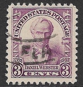 USA 1932 Daniel Webster Issue Sc 725 VFU