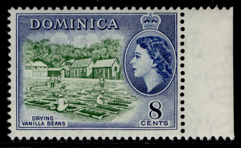 DOMINICA QEII SG149, 8c deep green & deep blue, NH MINT.