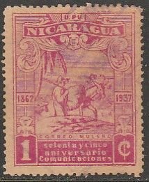 NICARAGUA 666, 1¢ USED. F-VF. (461)