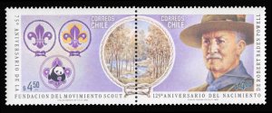 Chile #623 Cat$40, 1982 Boy Scouts, se-tenant horizontal pair, never hinged