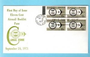 Canal Zone #C49a FDC, Balboa CZ, 9/24/71, 11 cent, unknown cachet, Bklt pane