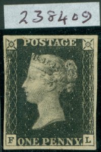 SG 1 1d intense black plate 6 lettered FL. A fine fresh mounted mint example...