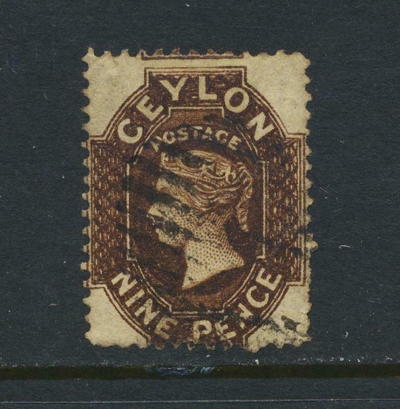 CEYLON 1862, 9d NO WMK P13, VF USED SG#42 CAT£120 (SEE BELOW)