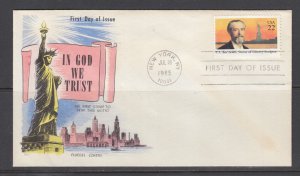 US Sc 2147 FDC 1985 22c Frederic Auguste Bartholdi, Fluegel cachet, unaddressed