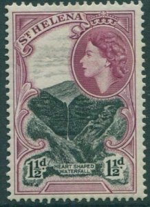 St Helena 1953 SG155 1½d black and purple Heart Shaped Waterfall QEII MLH