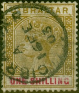 Gibraltar 1898 1s Bistre-Carmine SG45 Good Used