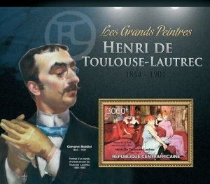 Centrafrique 2013 MNH - HENTI TOULOUSE - LAUTREC. Michel Code: 3976 / Bl.1009