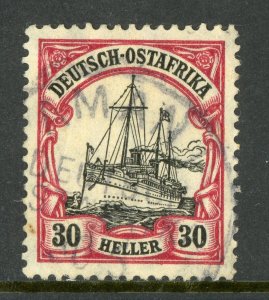 East Africa 1909 Germany 30 Heller Yacht Ship Watermark Scott # 36 VFU E415