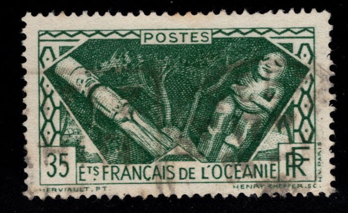 French Polynesia Scott 91 used stamp from the 1939-40 Long set