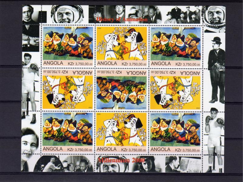 Angola 2000 Disney 101 Dalmatians & Seven Dwarfs Sheetlet (9) MNH VF