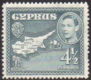 Cyprus 1938 4½pi Map of Cyprus MH