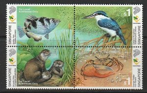 2000 Singapore -Sc 947 - Block of 4 - MNH VF-Care for Nature, Wetlands, Wildlife