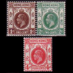 HONG KONG 1912 - Scott# 109-11 King 1-4c LH