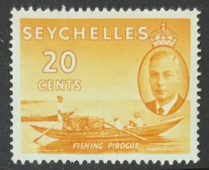 SEYCHELLES 1952 GVI 20 CENTS SG163  LIGHTLY MOUNTED MINT