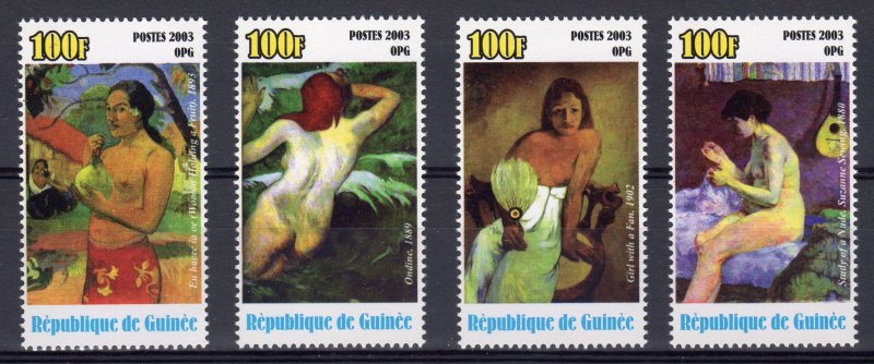 Guinea 2003 PAUL GAUGUIN Famous Nudes Paintings Set  (4) MNH