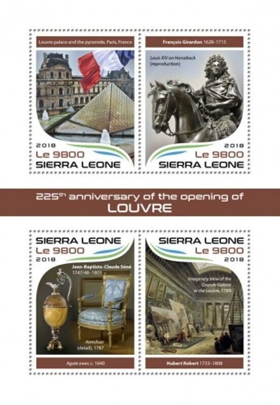 Sierra Leone - 2018 Louvre Opening - 4 Stamp Sheet - SRL18315a