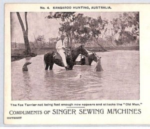 AUSTRALIA Postcard *KANGAROO HUNTING* Singer Sewing Machine Advert HORSES PJ175