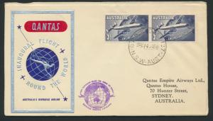 1958 Qantas First Round the World Flight Cover  AAMC 1386 SPECIAL - please re...