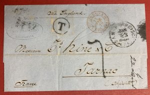 U.S., 1876 Cover, San Francisco to Tarnac, France, 7 Postal Markings