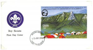 GHANA BOY SCOUTS SCOTT #1571-72 IMPERF STAMP SOUVENIR SHEET ON TWO FDC 1993